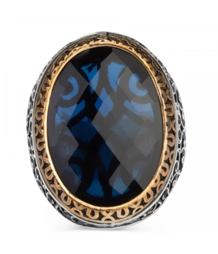 925er Silber mit blauen Zirkoniasteinen handgefertigte Ringe für Frauen und Männ