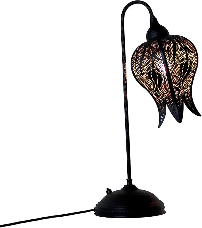 Türkisch-Marokkanische Tischlampe | Schwanenhals Nachttischlampe Boho Vintage