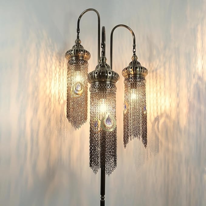 Türkische Boho Mosaik Stehlampe | Marokkanische Vintage Schwanenhals Lampe