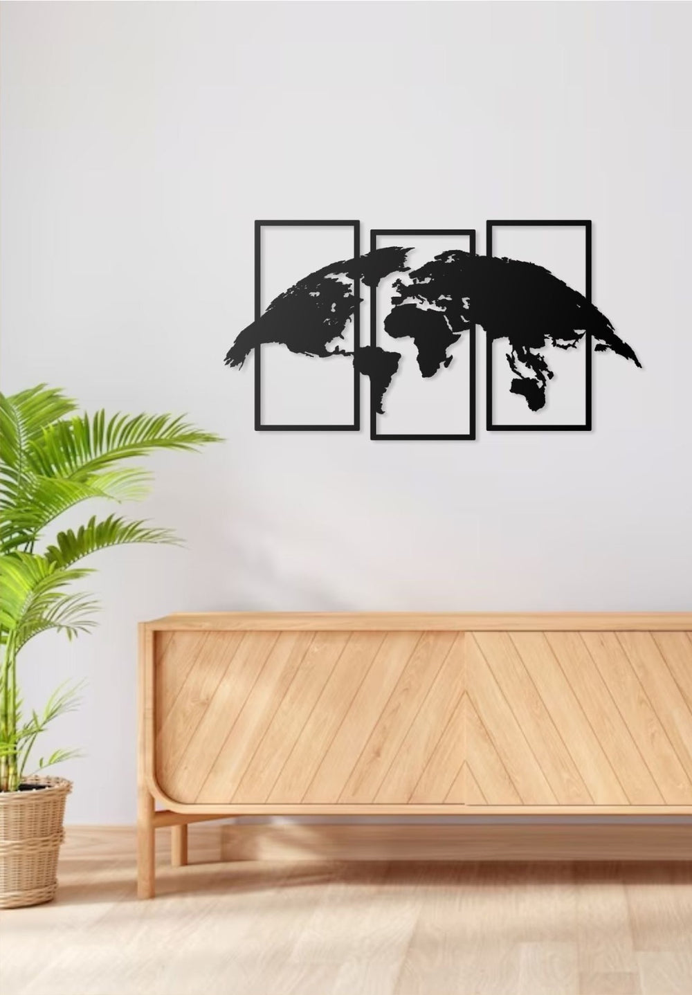 Weltkarte Wandbild Kanvas 100x52 & 124x65 cm – Modernes Wanddekor