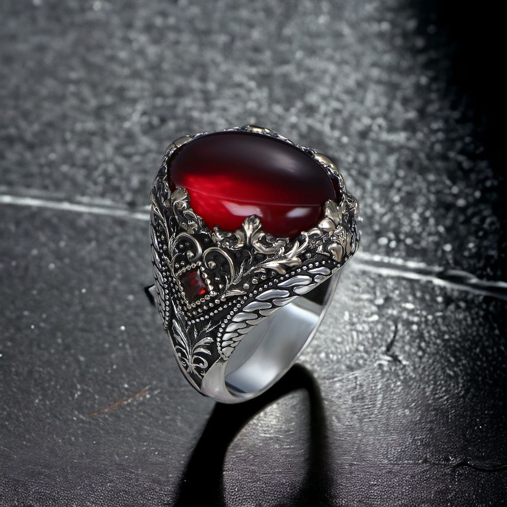 925er Sterlingsilber Achatstei Herrenring Handgefertigt Naturbernstein Damenring