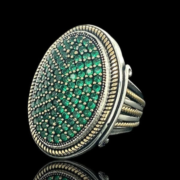 925er Silber, mit Smaragdsteinen, handgefertigte Ringe für Frauen und Männer