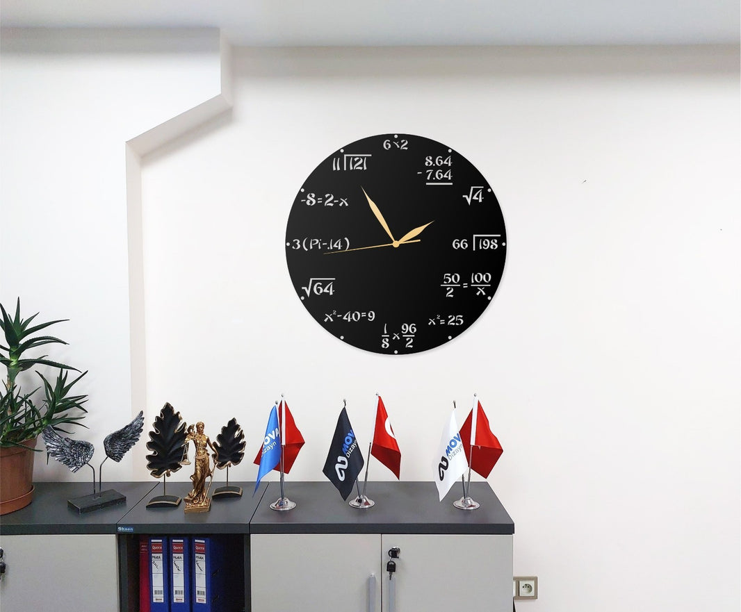 Metall Wanduhr Mathematik Formeln Design 40x40 cm Modern Deko Uhr