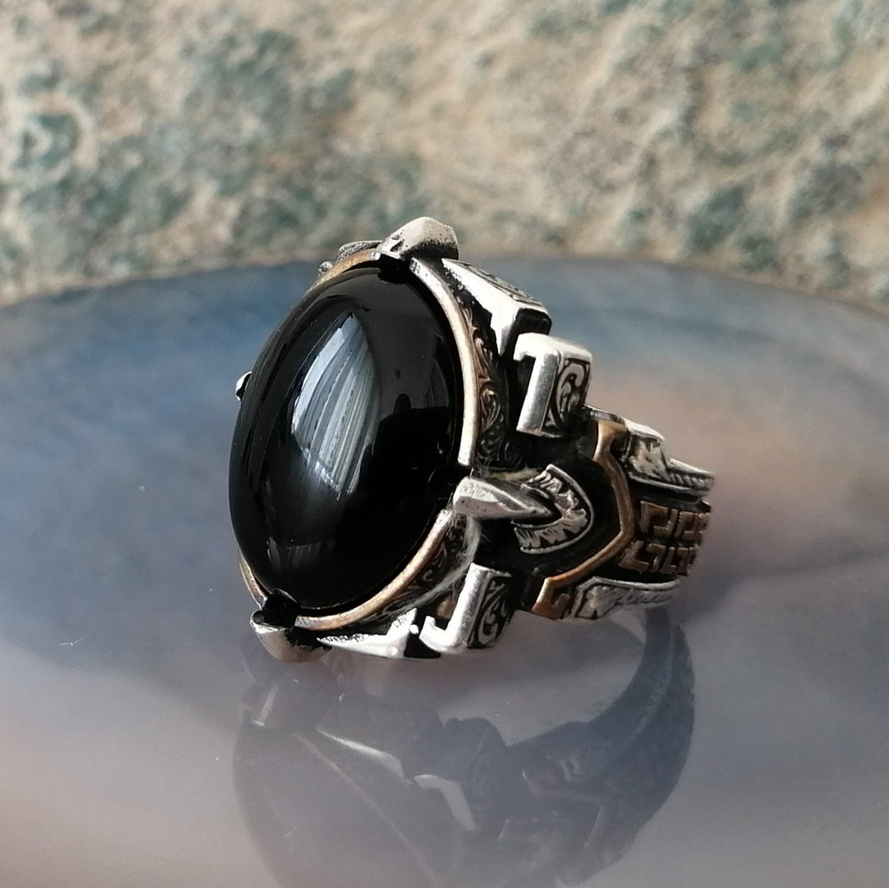 925er Silber mit ONYX-STEIN handgefertigte Ringe für Frauen und Männer