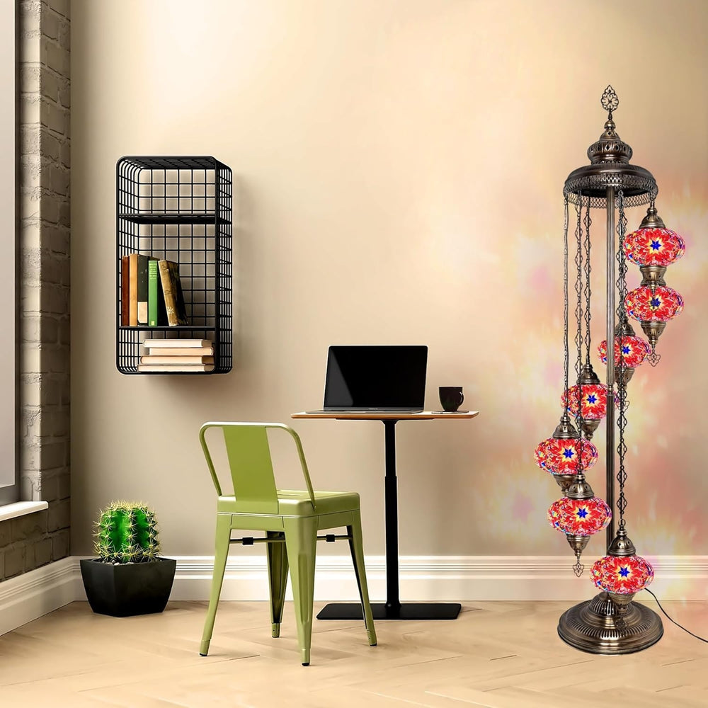 Große 7″ Bunte Türkische Mosaik Stehlampe | Boho Vintage Tiffany Stil Lampe