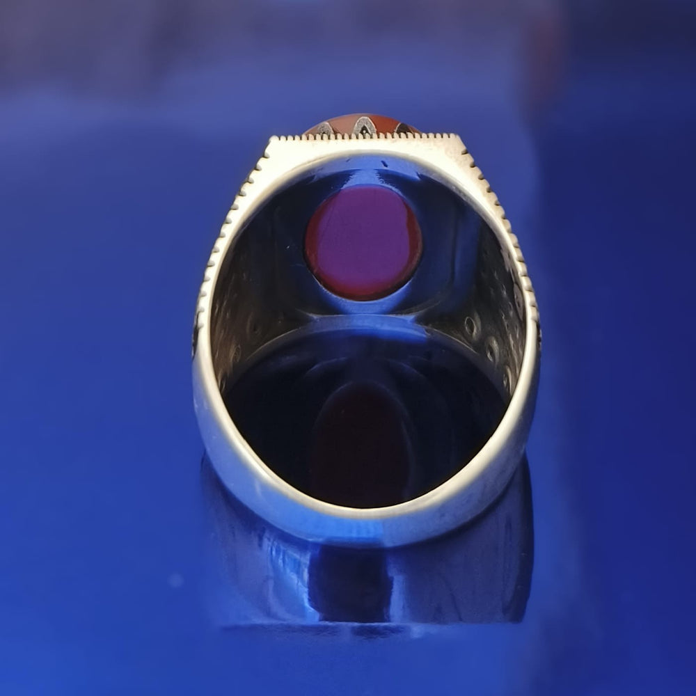 925er Sterlingsilber Achatstei Herrenring Handgefertigt Naturbernstein Damenring