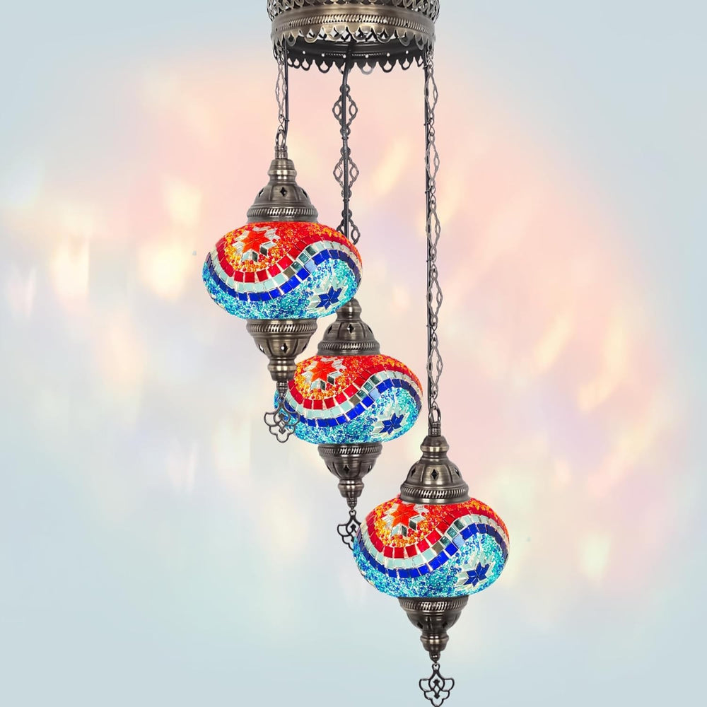 Boho 3-Kugel Mosaik Hängelampe Türkisch Marokkanisch Stil Licht