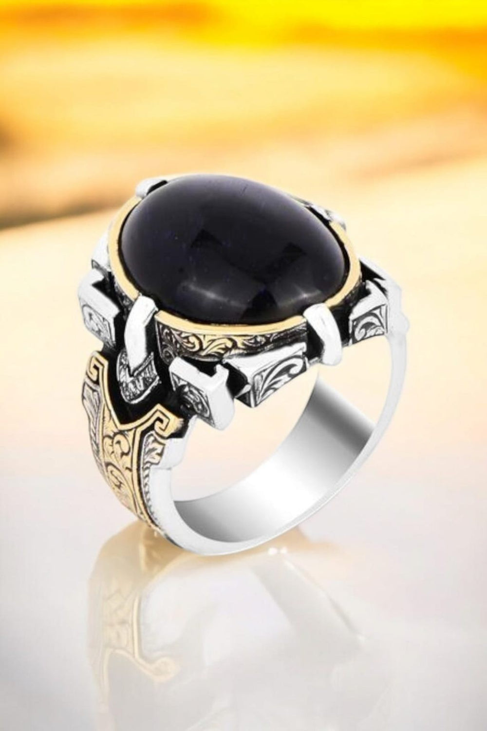 925er Silber, mit blauem Tigerauge, handgefertigte Ringe für Damen und Herren