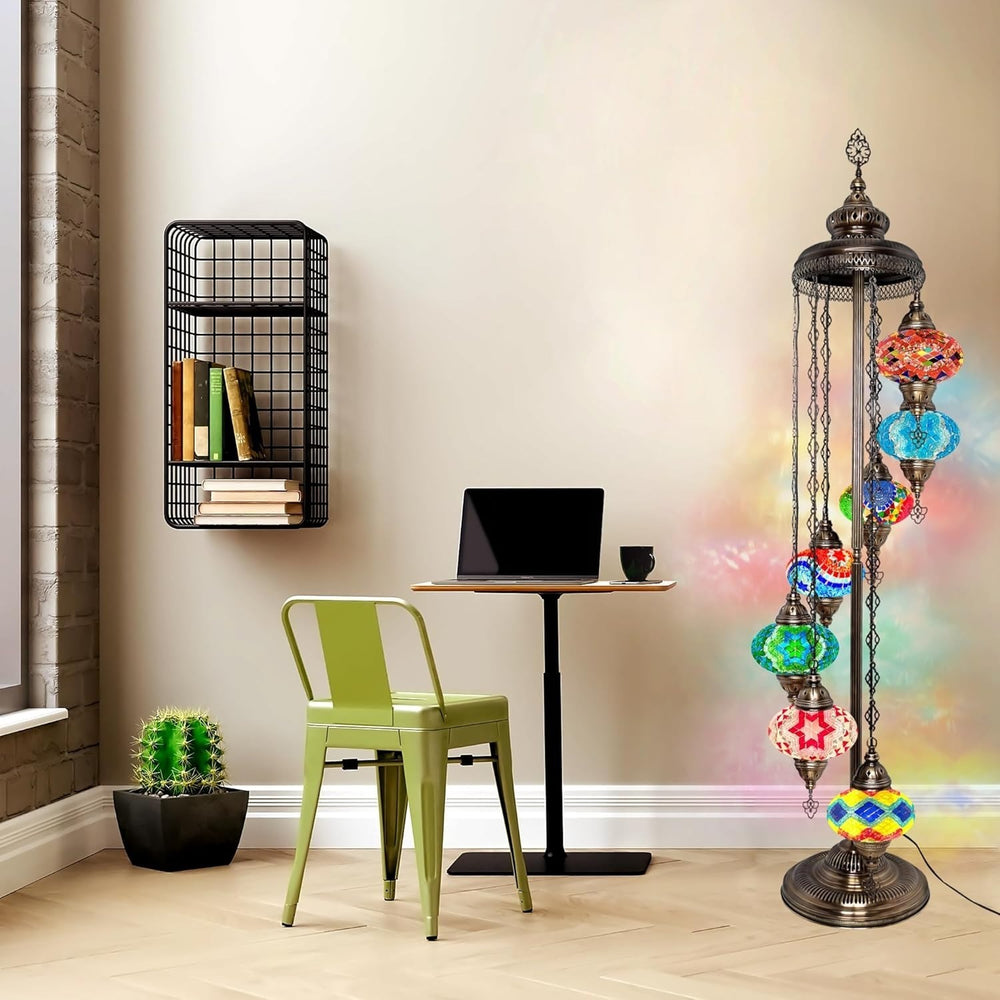 Große 7″ Bunte Türkische Mosaik Stehlampe | Boho Vintage Tiffany Stil Lampe