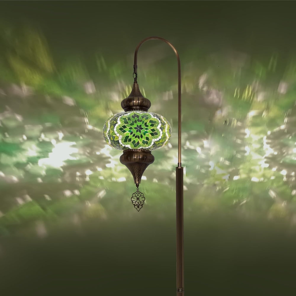 Türkische Mosaik Stehlampe | Marokkan. Schwanenhalslampe & Buntglas Blickfang