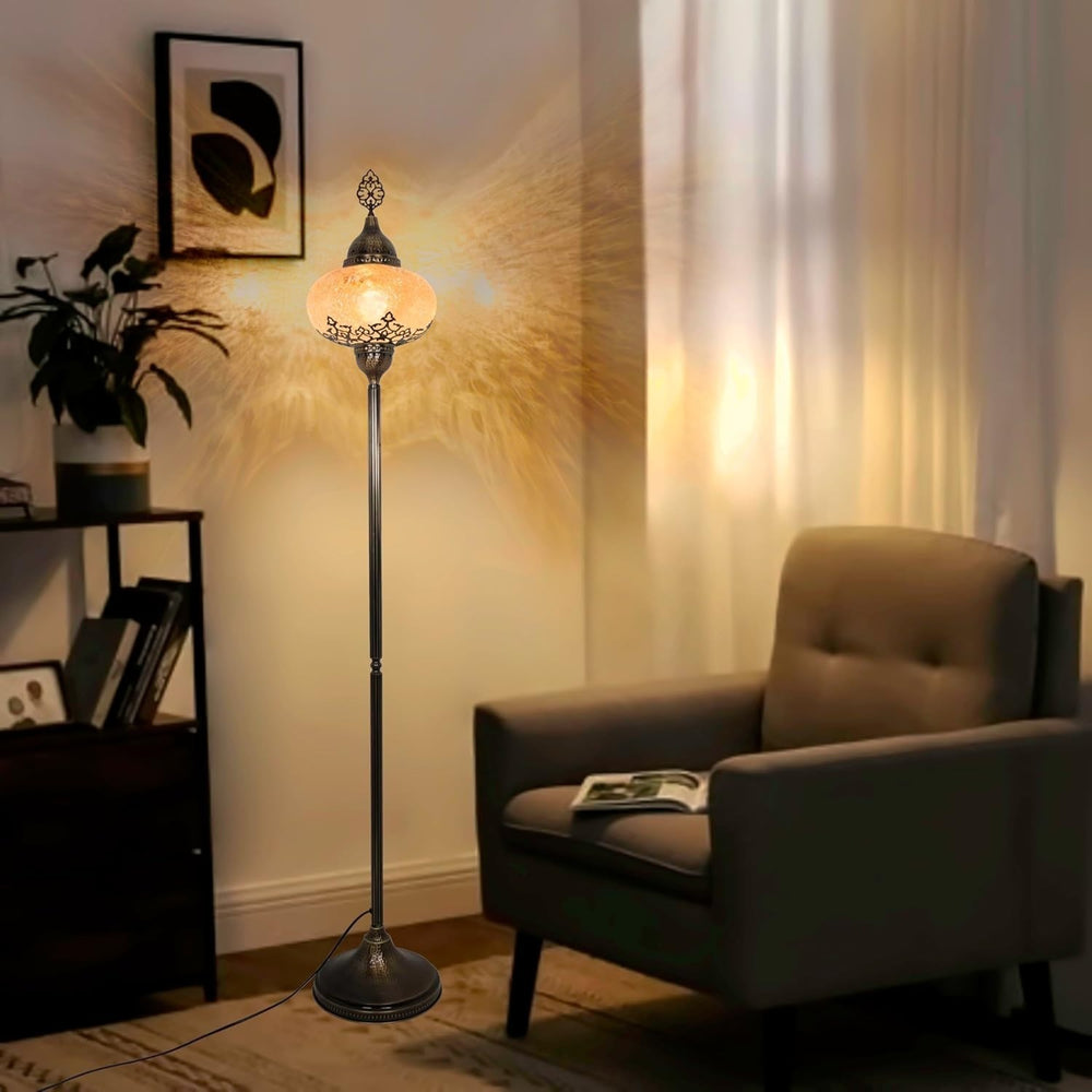 Türkische Stehlampe im Mosaik-Tiffany Stil | Glaslampen Boho Vintage Design