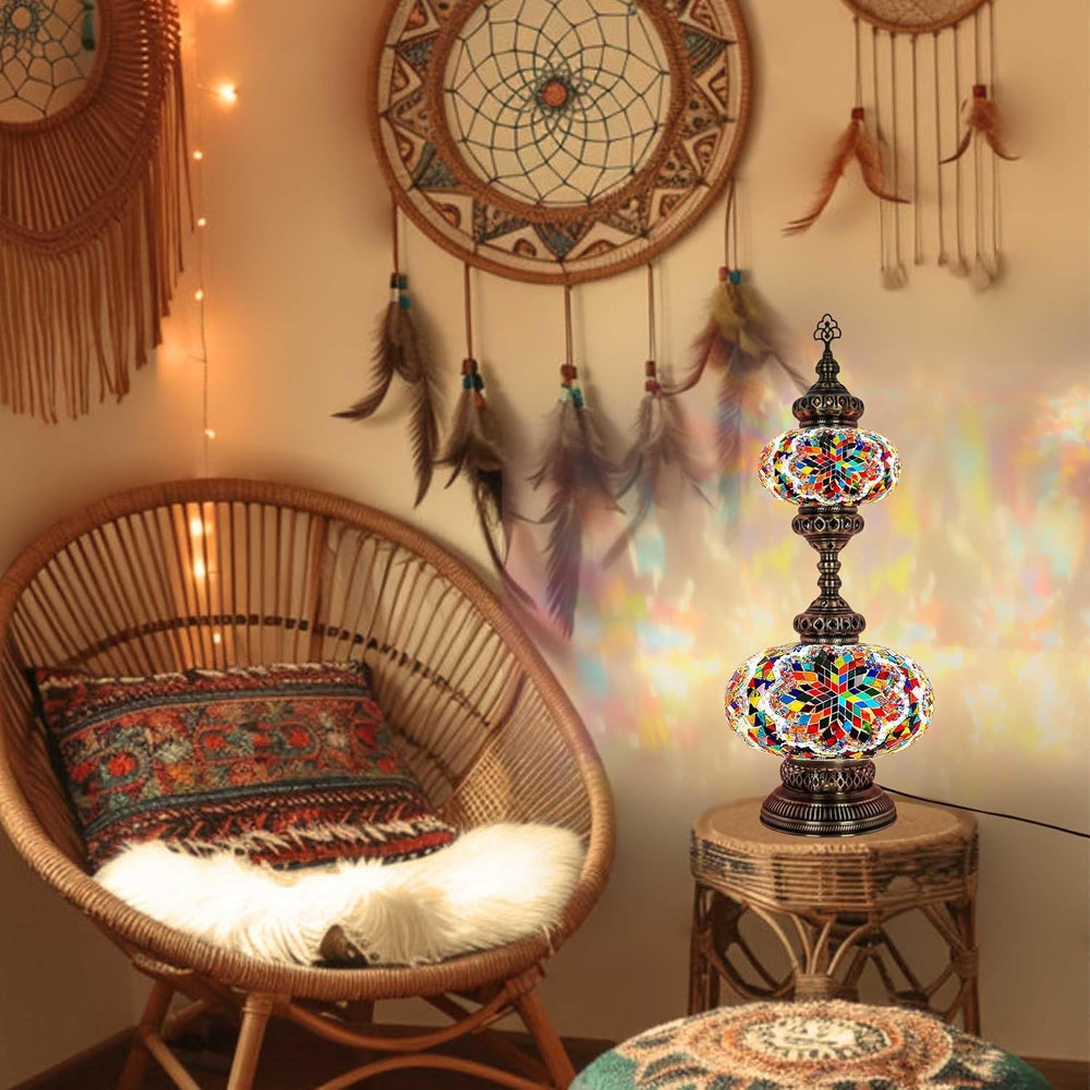 Handgefertigte Türkische Mosaiklampe | Marokkanische Bunte Tischlampe Deko