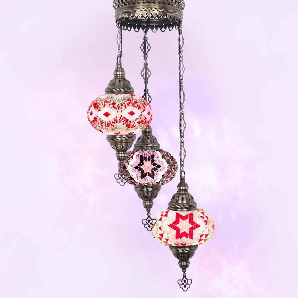 Boho 3-Kugel Mosaik Hängelampe Türkisch Marokkanisch Stil Licht