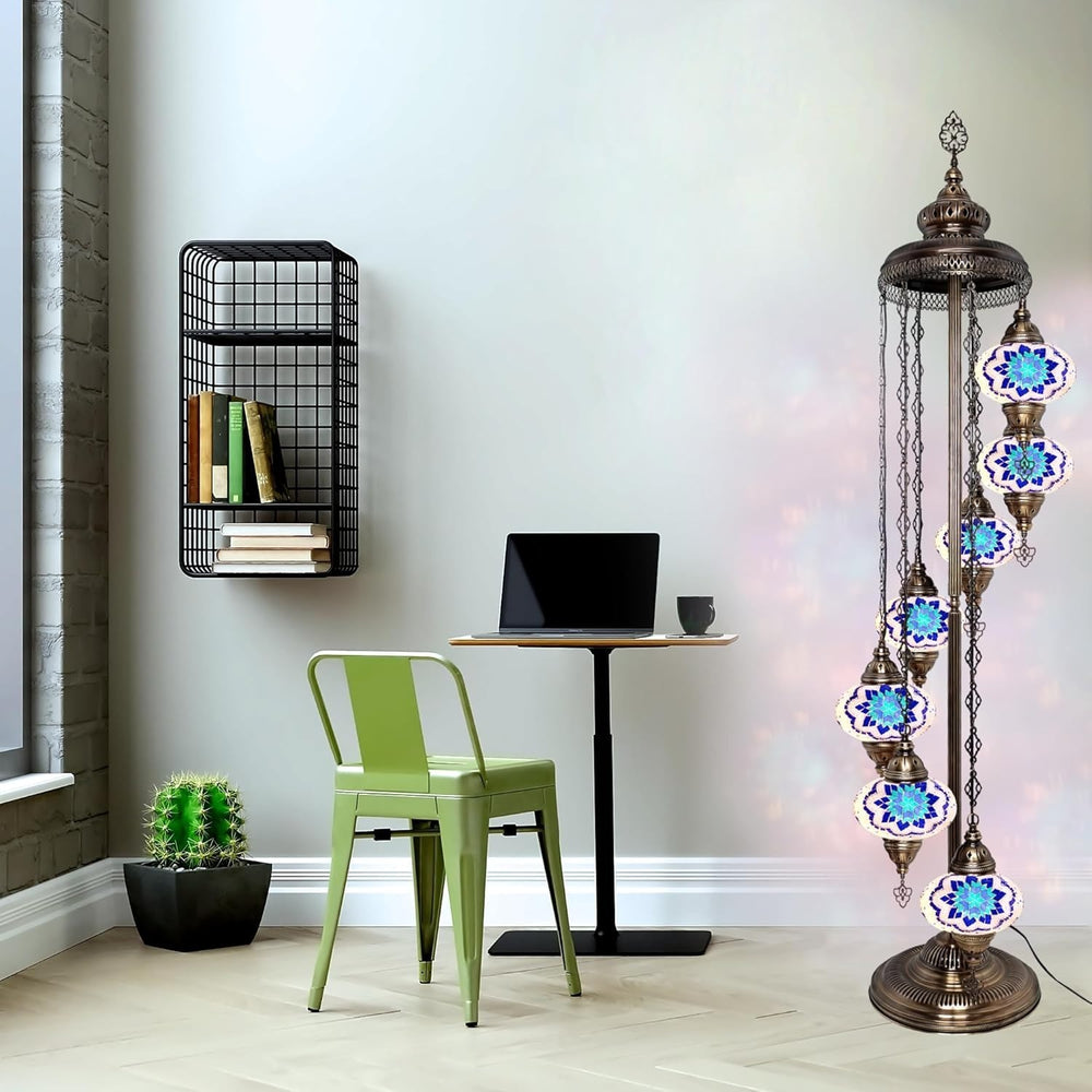 Große 7″ Bunte Türkische Mosaik Stehlampe | Boho Vintage Tiffany Stil Lampe