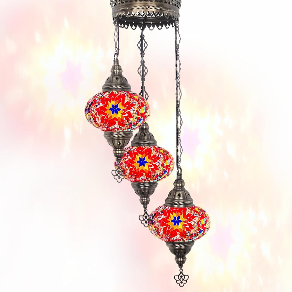 Boho 3-Kugel Mosaik Hängelampe Türkisch Marokkanisch Stil Licht