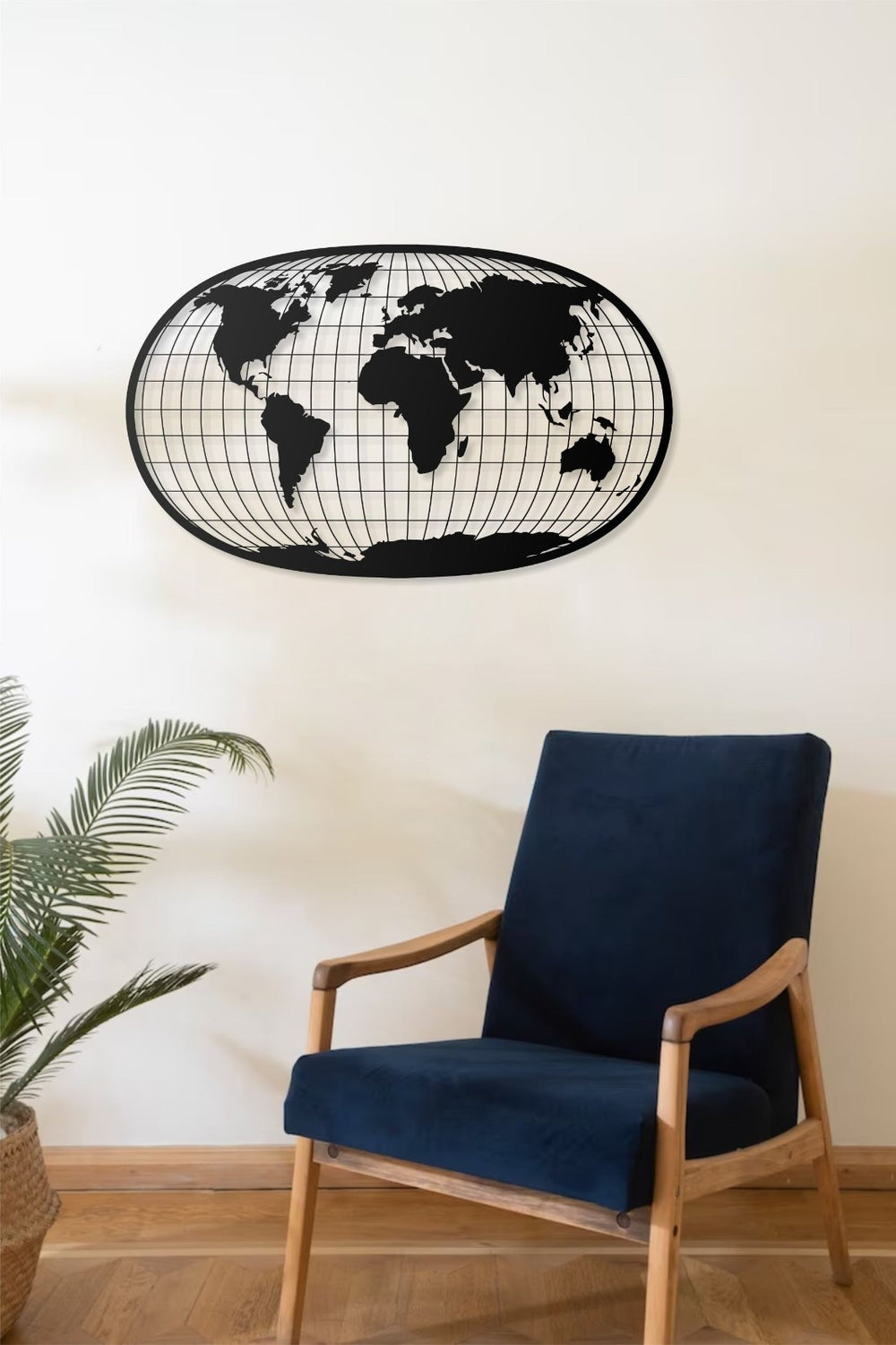 đ Metall Weltkarte Elips & Quadratmuster 50x80 70x100 Handarbeit