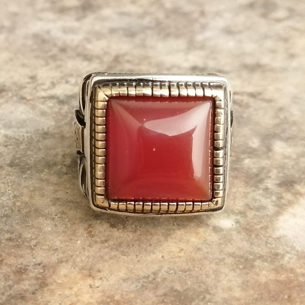 925er Sterlingsilber Herrenring Handgefertigt Naturbernstein Spirituelle Design