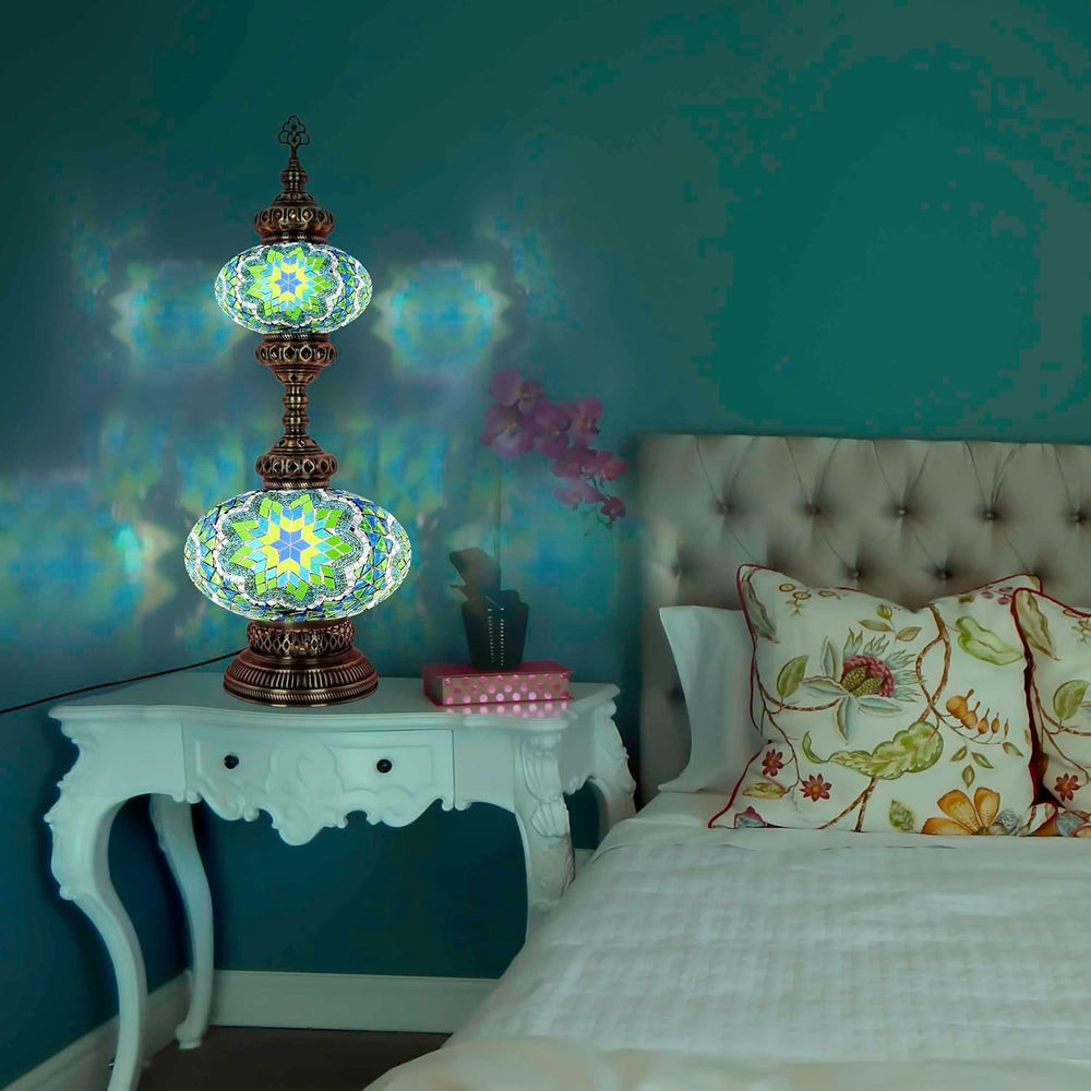 Handgefertigte Türkische Mosaiklampe | Marokkanische Bunte Tischlampe Deko