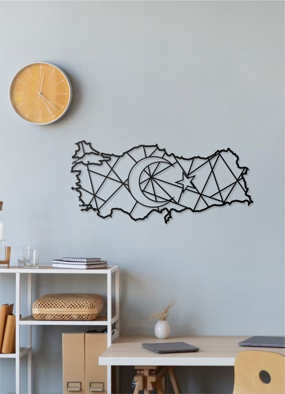 Türkei Karte Wandbild Ay & Yıldız 30x66 & 40x88 cm Modernes Wanddekor aus Metal