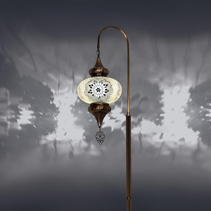 Türkische Mosaik Stehlampe | Marokkan. Schwanenhalslampe & Buntglas Blickfang