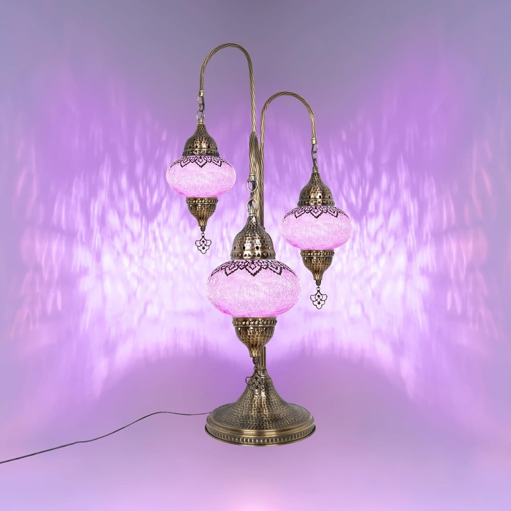 Türkische 3-Kugel-Mosaiklampe | Handgefertigte Vintage Nachttischlampe