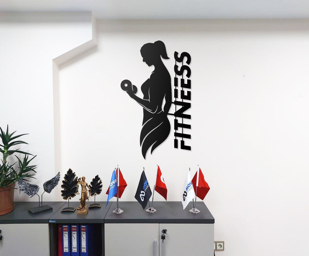 Fitness GYM Box Wandbild Sporthalle 75x45 cm – Metall Wanddekor