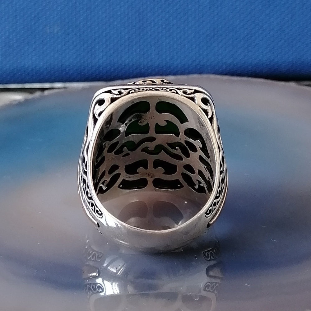 925er Silber mit grüner Zirkonstein handgefertigte Ringe für Frauen und Männer