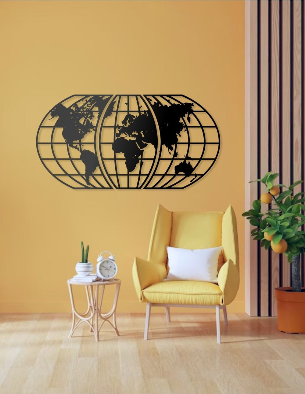 Weltkarte Wandbild Kanvas 3-teilig 50x100 & 60x120 cm – Modernes Wanddekor