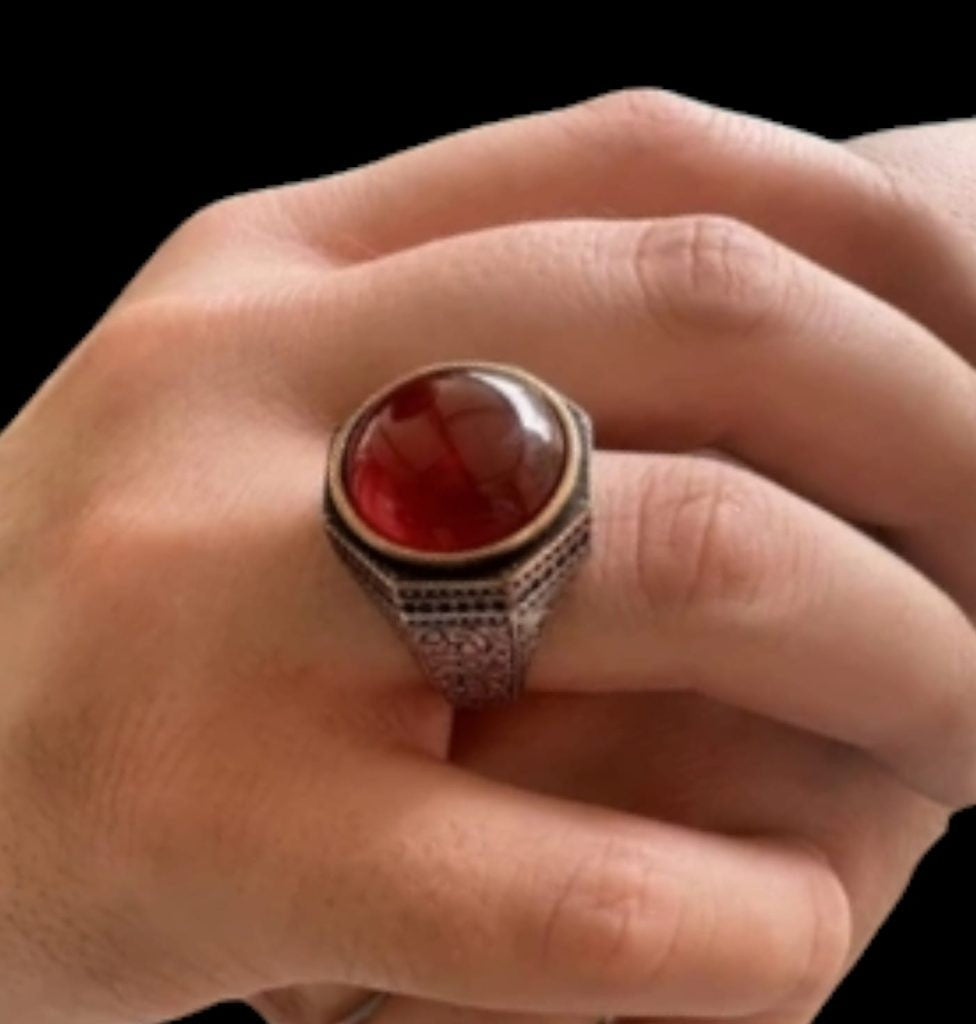 925er Sterlingsilber Achatstei Herrenring Handgefertigt Naturbernstein Damenring