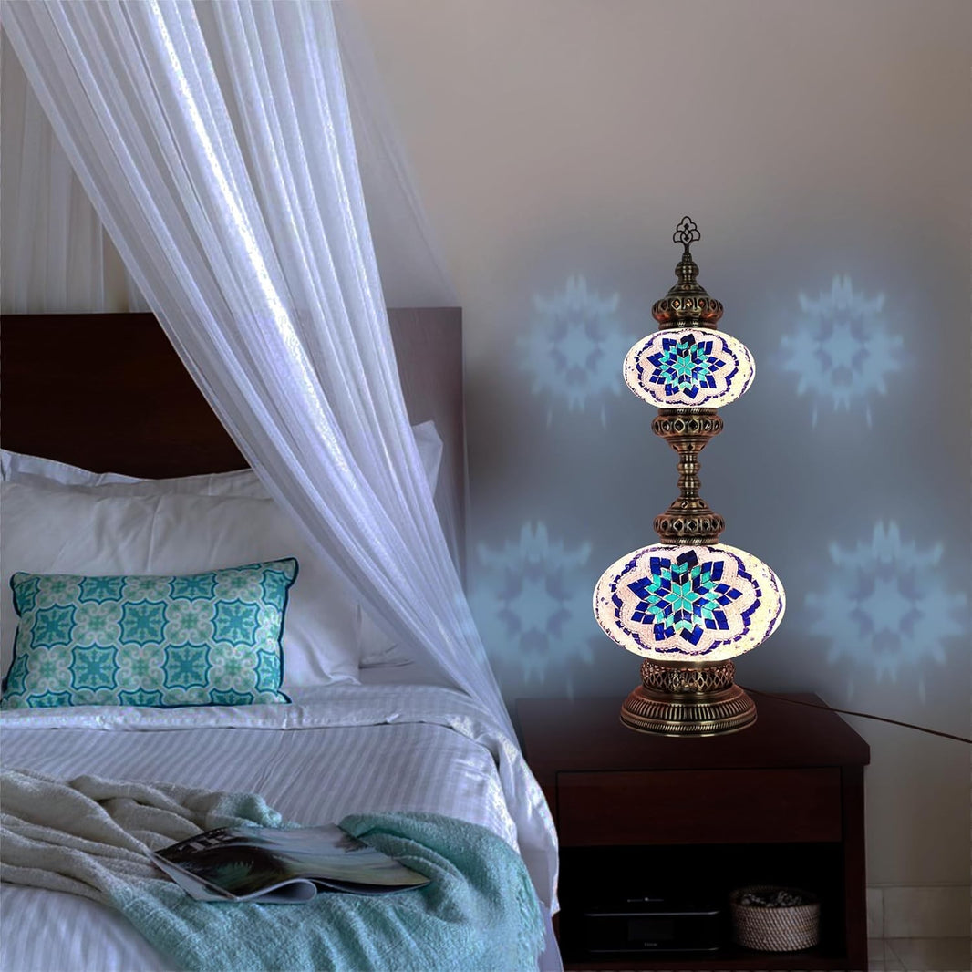 Handgefertigte Türkische Mosaiklampe | Marokkanische Bunte Tischlampe Deko