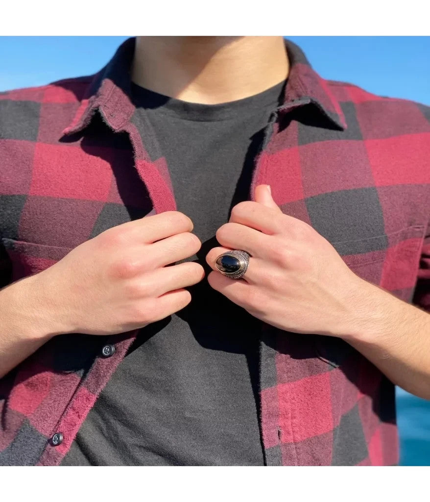 925er Silber mit schwarzer Onyxstein handgefertigte Ringe für Frauen und Männer