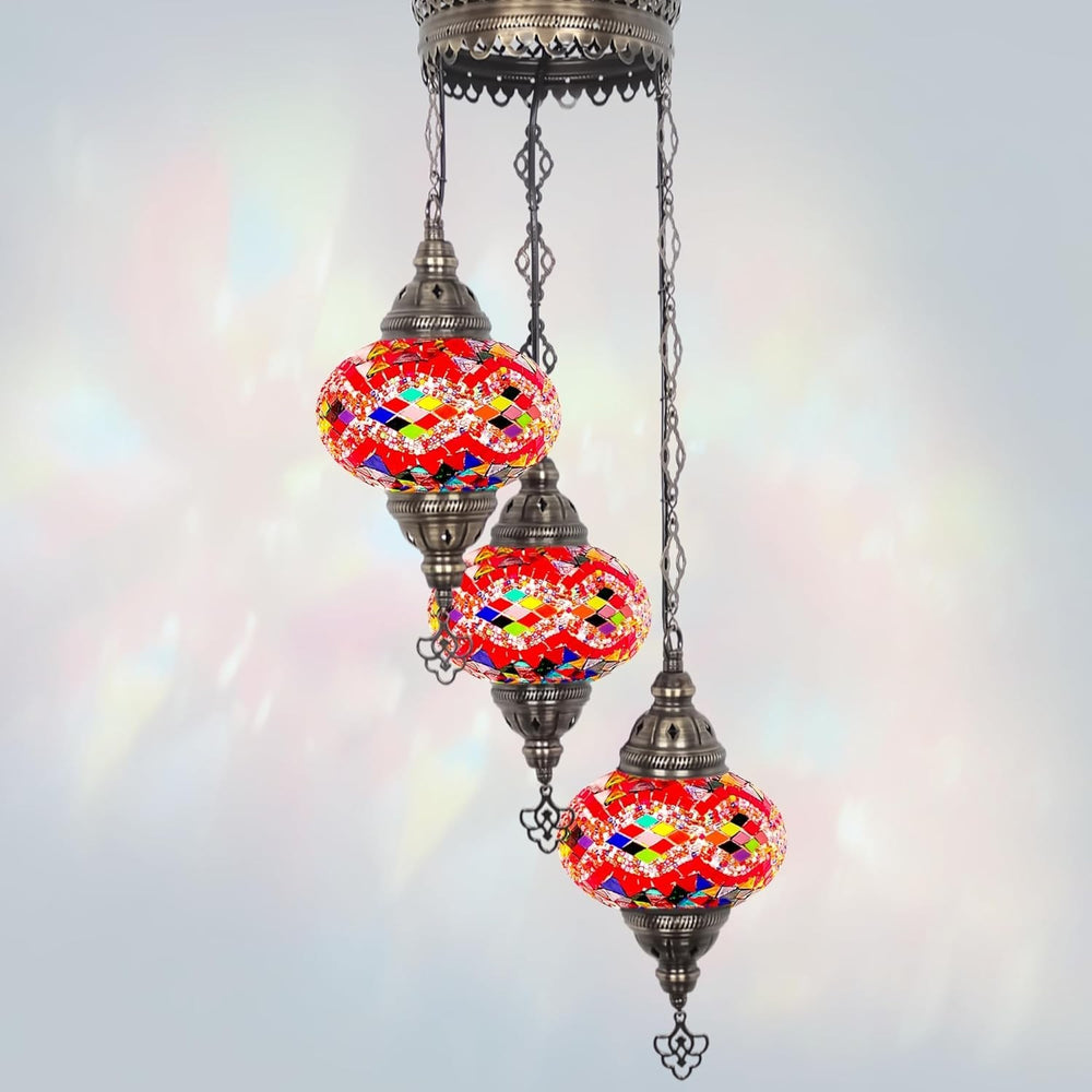 Boho 3-Kugel Mosaik Hängelampe Türkisch Marokkanisch Stil Licht