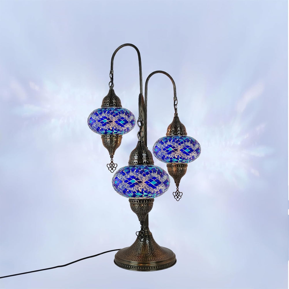 Türkische Mosaik Tischlampe 3 Kugeln | Marokkanische Vintage Lampe Deko