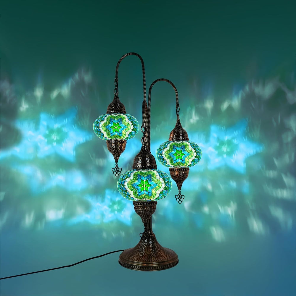 Türkische Mosaik Tischlampe 3 Kugeln | Marokkanische Vintage Lampe Deko