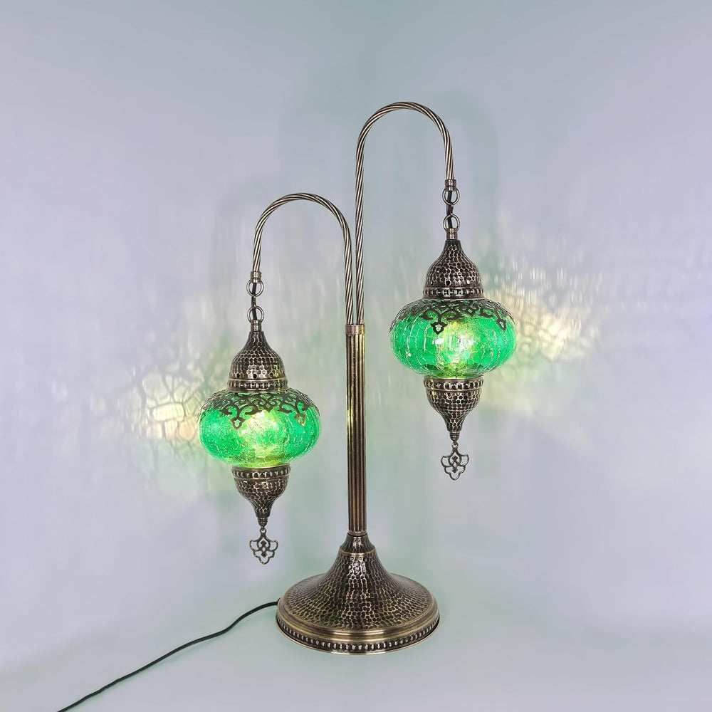 Türkische 2-Kugel Rissglaslampe | Marokkanisch Mosaik Tiffany Stil Lampe