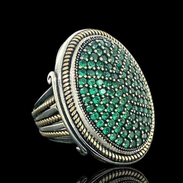925er Silber, mit Smaragdsteinen, handgefertigte Ringe für Frauen und Männer