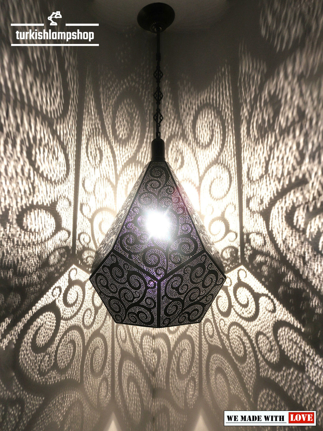 Moroccan Decorative Big Lantern Hanging Lamp Diamond Shape
