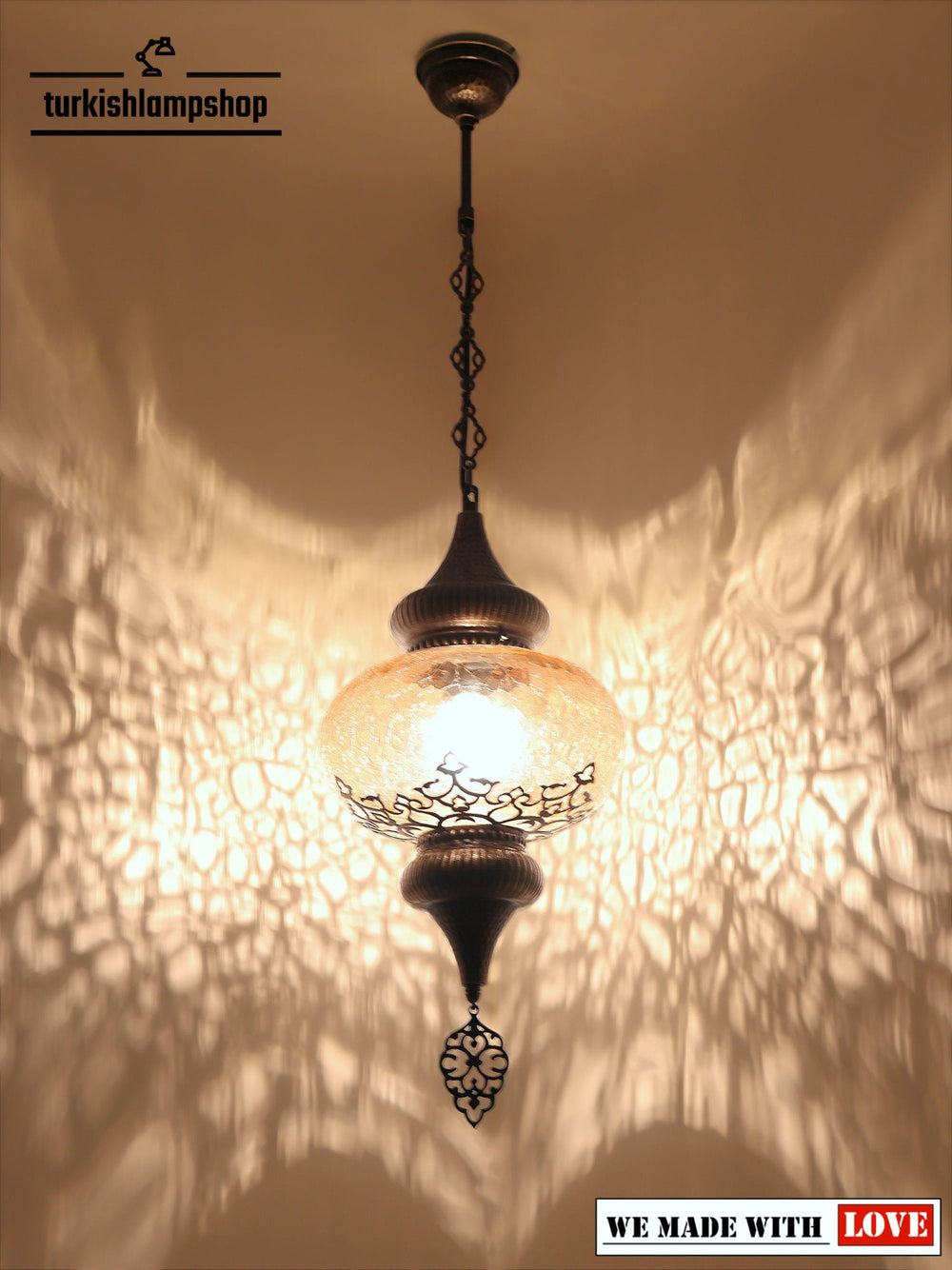 Cracked Glass Laser Cut Pattern hanging lamp