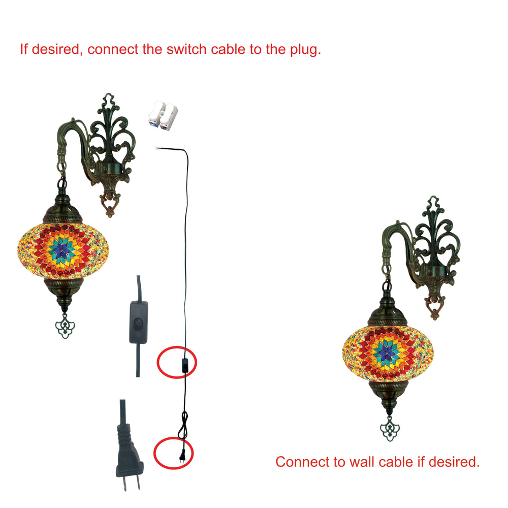 Plug Turkish mosaic moroccan wall sconce lamp