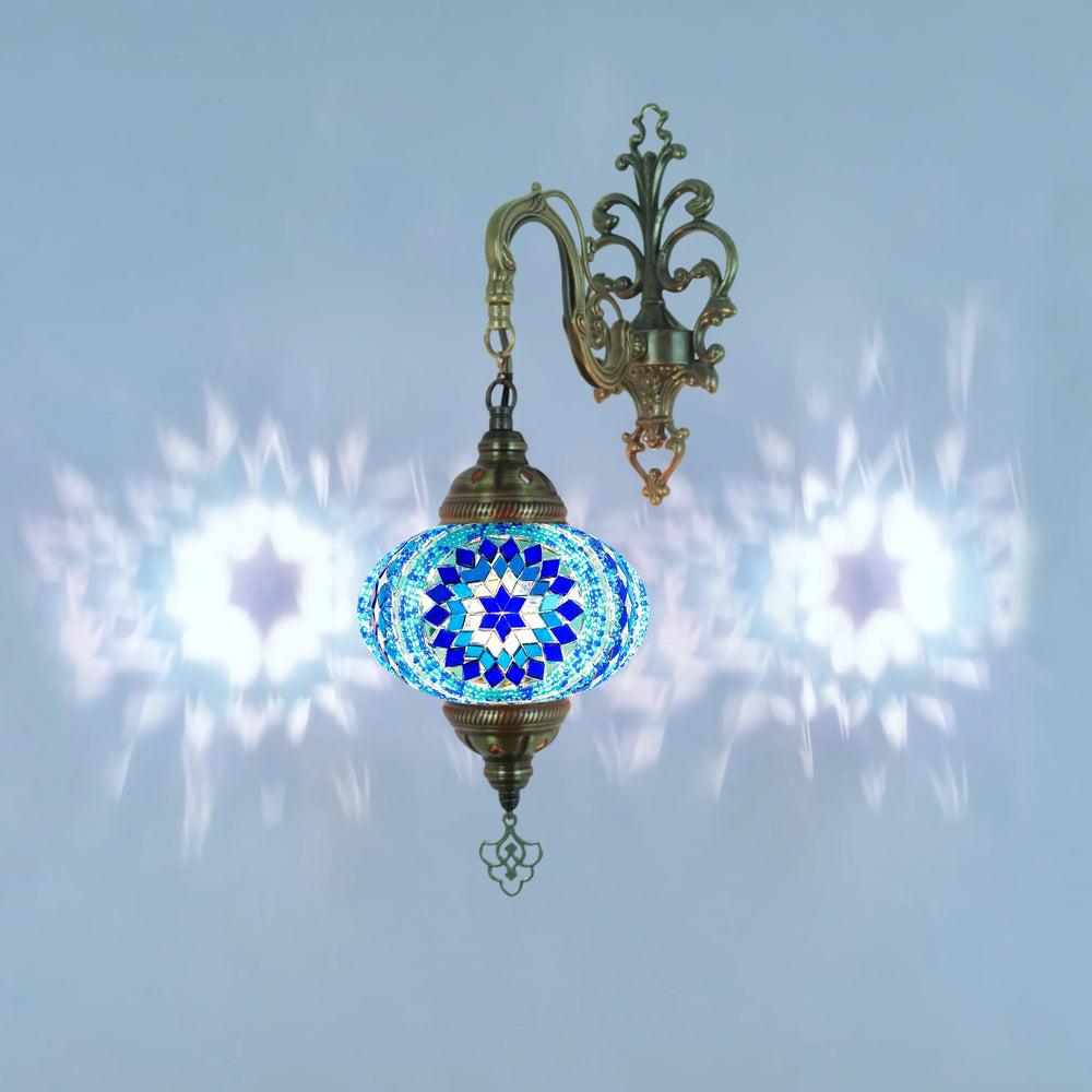 Blue circle Turkish mosaic wall sconce lamp