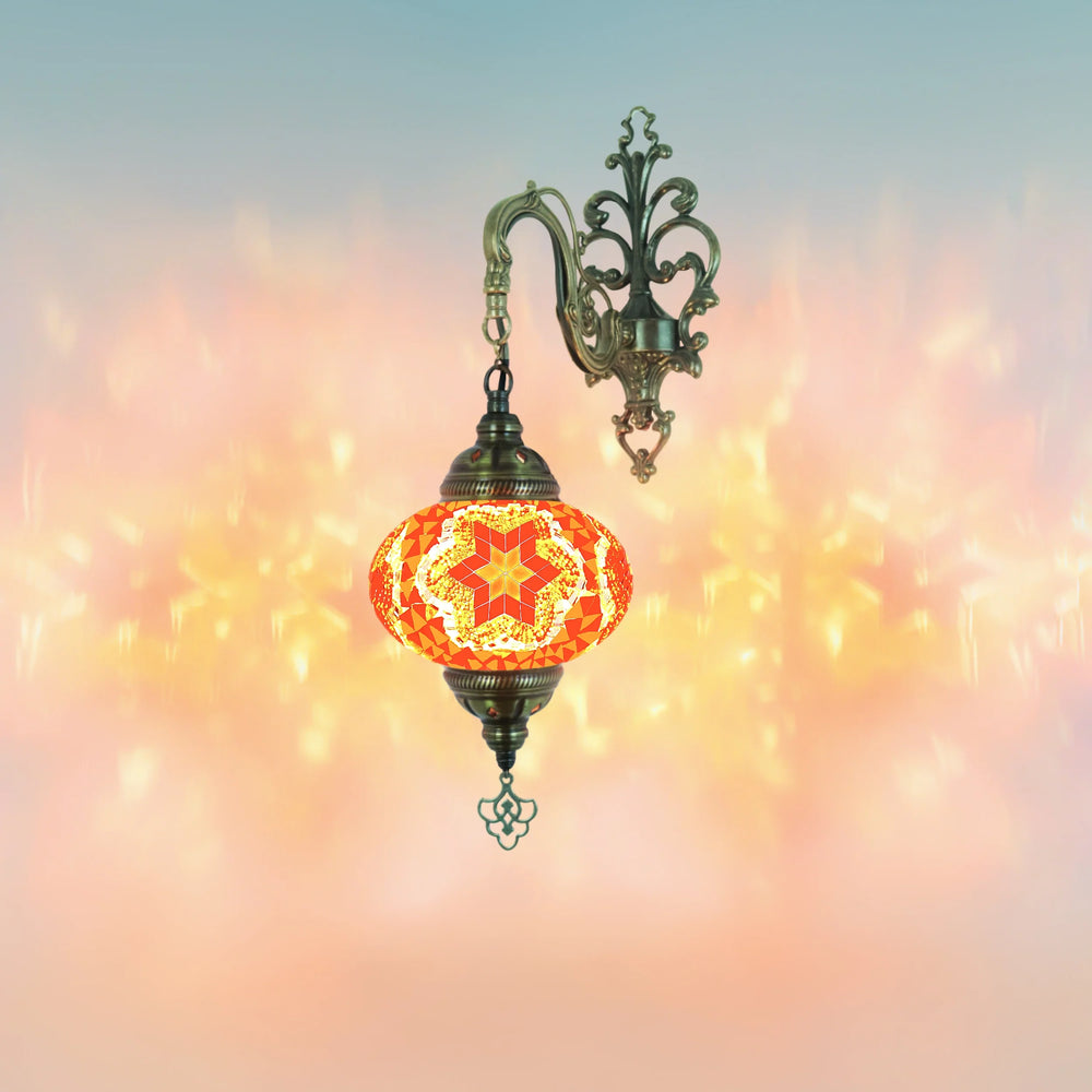 Orange flower color mosaic wall sconce lamp