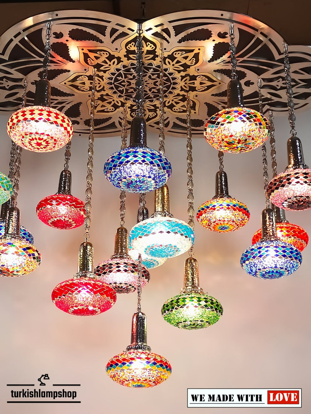 Mosaic Glass Chandelier Big 19 Globe