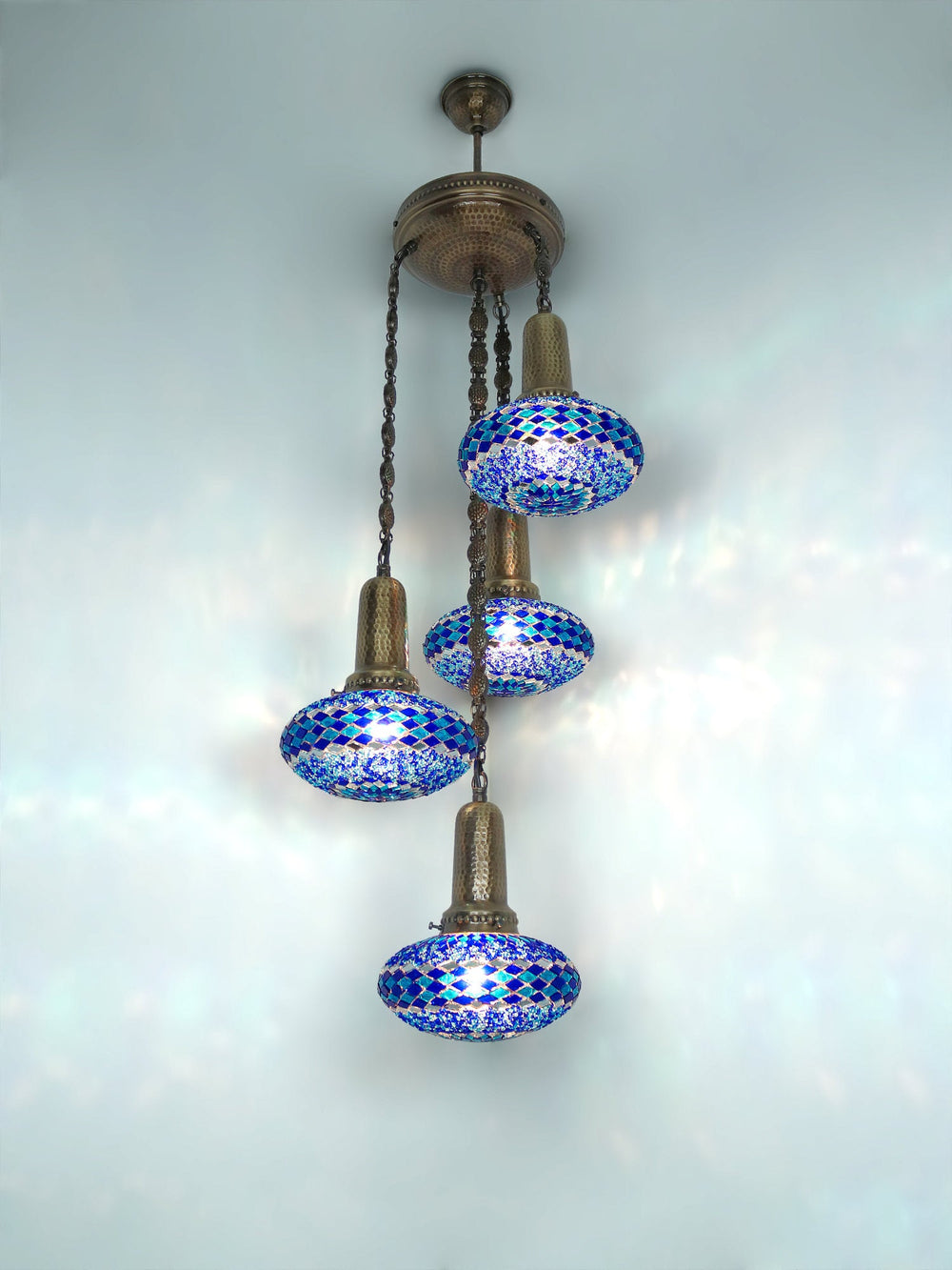 Turkish Chandelier stained glass 4-Globe Sprial Design