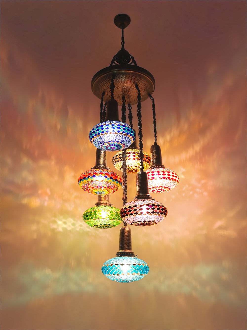Mosaic Chandelier 7-Globe