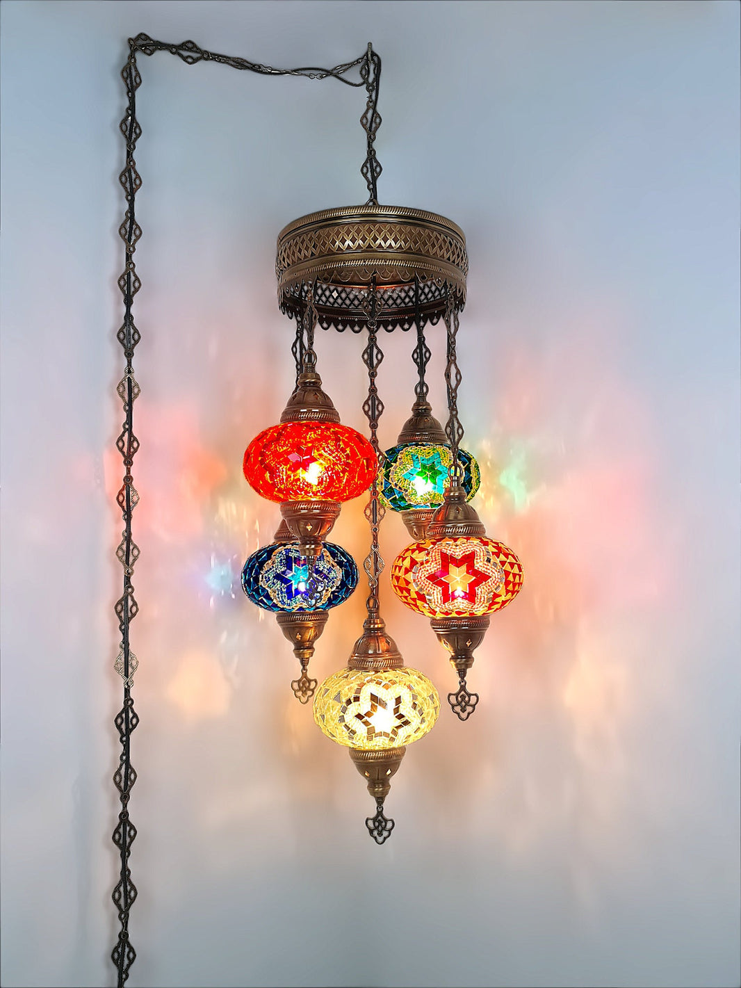 Mosaic Chandelier 5 Globe Extra Chain Plug Cable