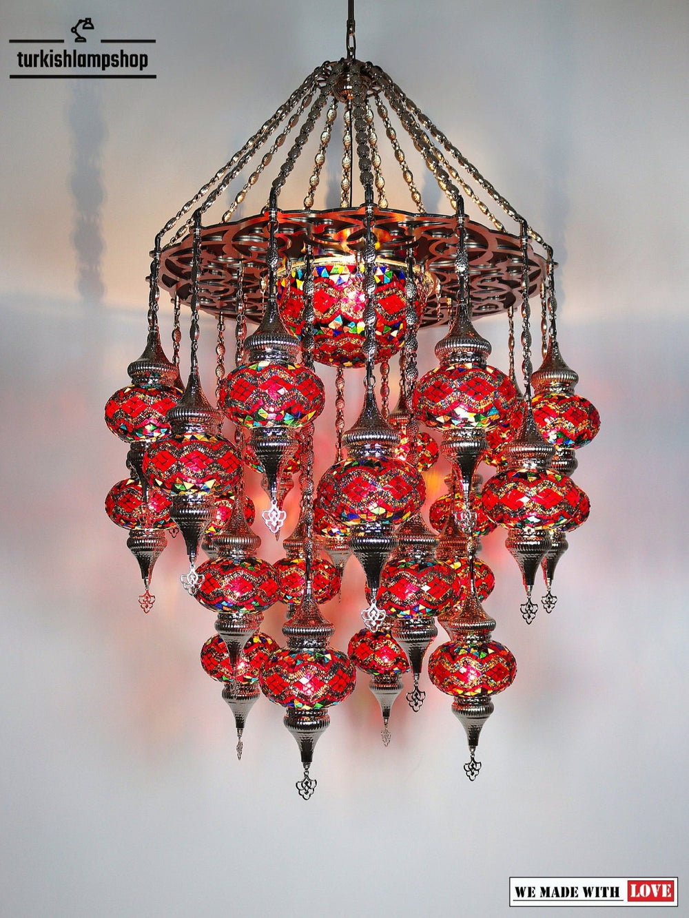Turkish Mosaic Chandelier 24 Globe Large Size