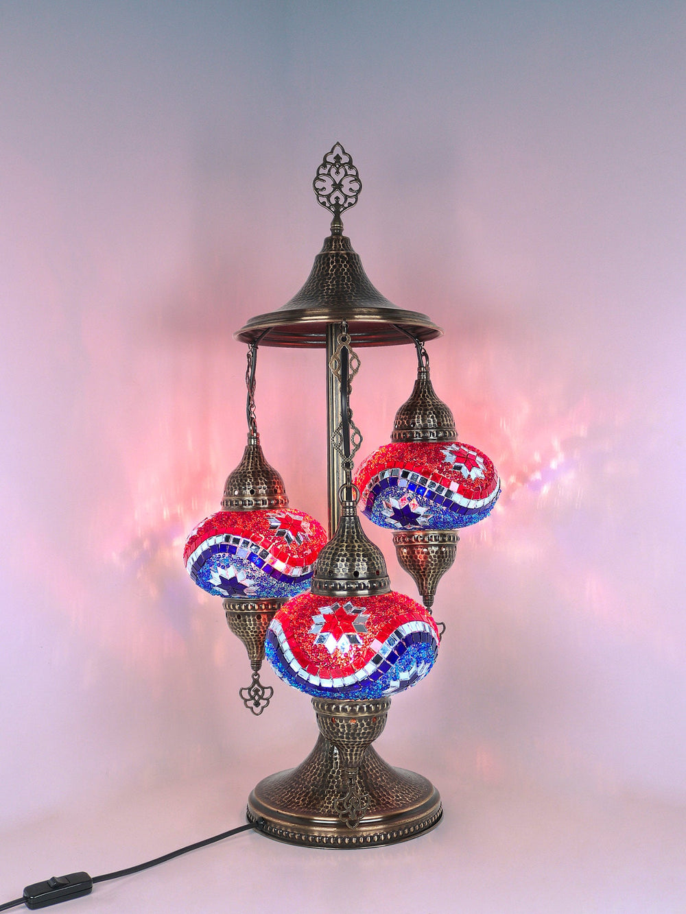 Mosaic Bedside Lamp 3-Globe Colorful