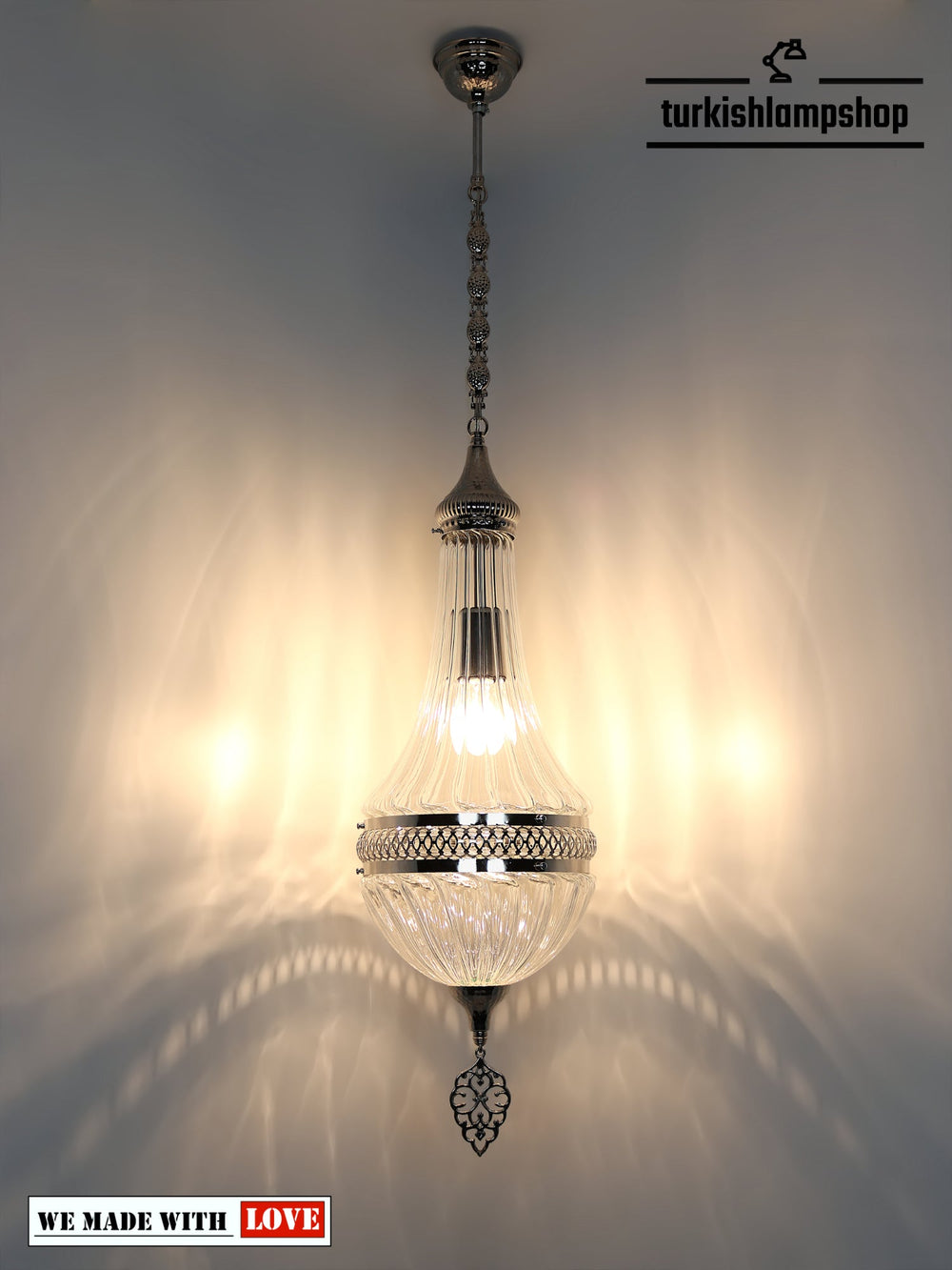 Turkish Clear Pyex Blown Pendant Lamp