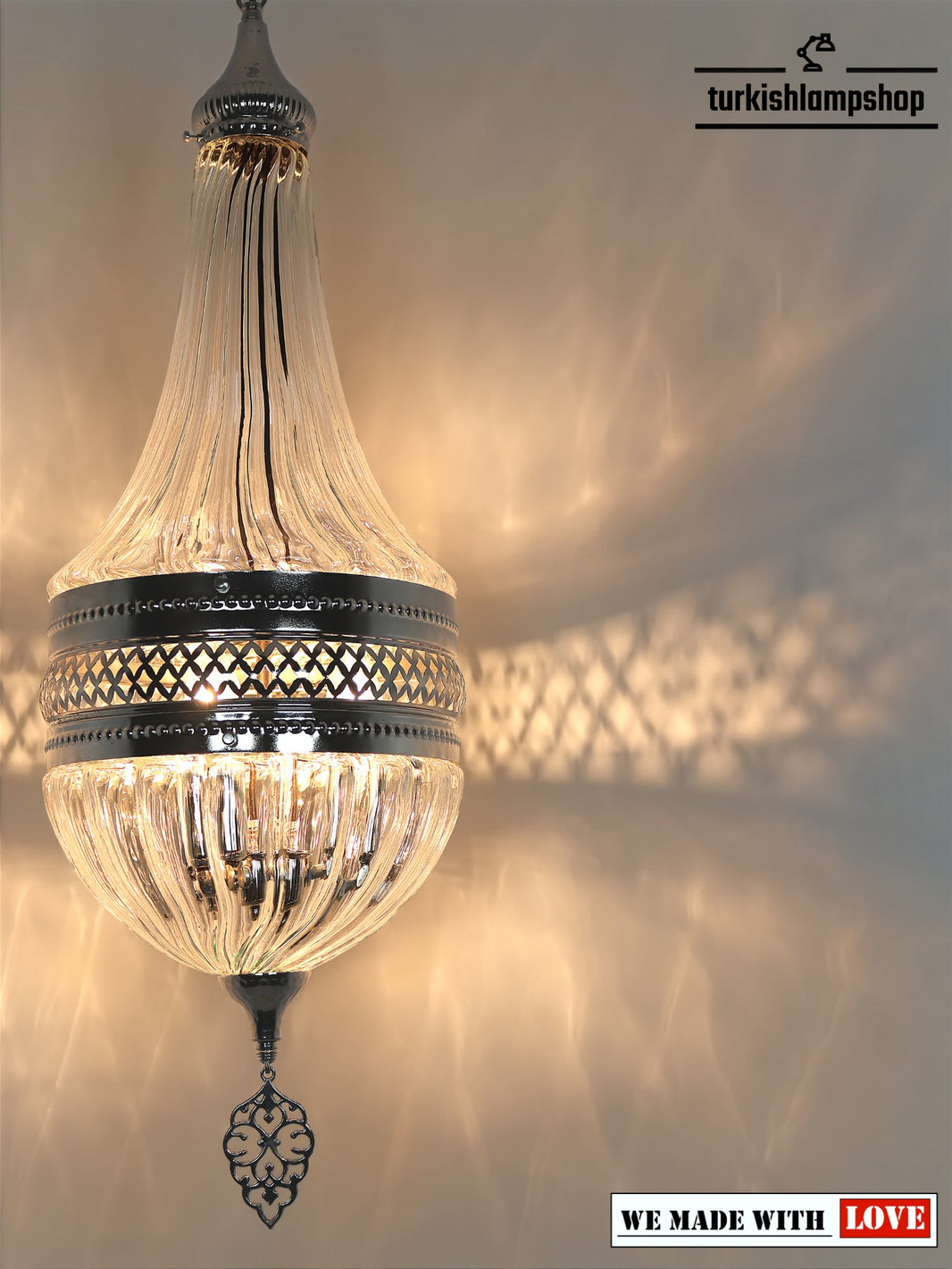 Turkish Lantern Pyrex Glass Pendant Lamp Clear Color