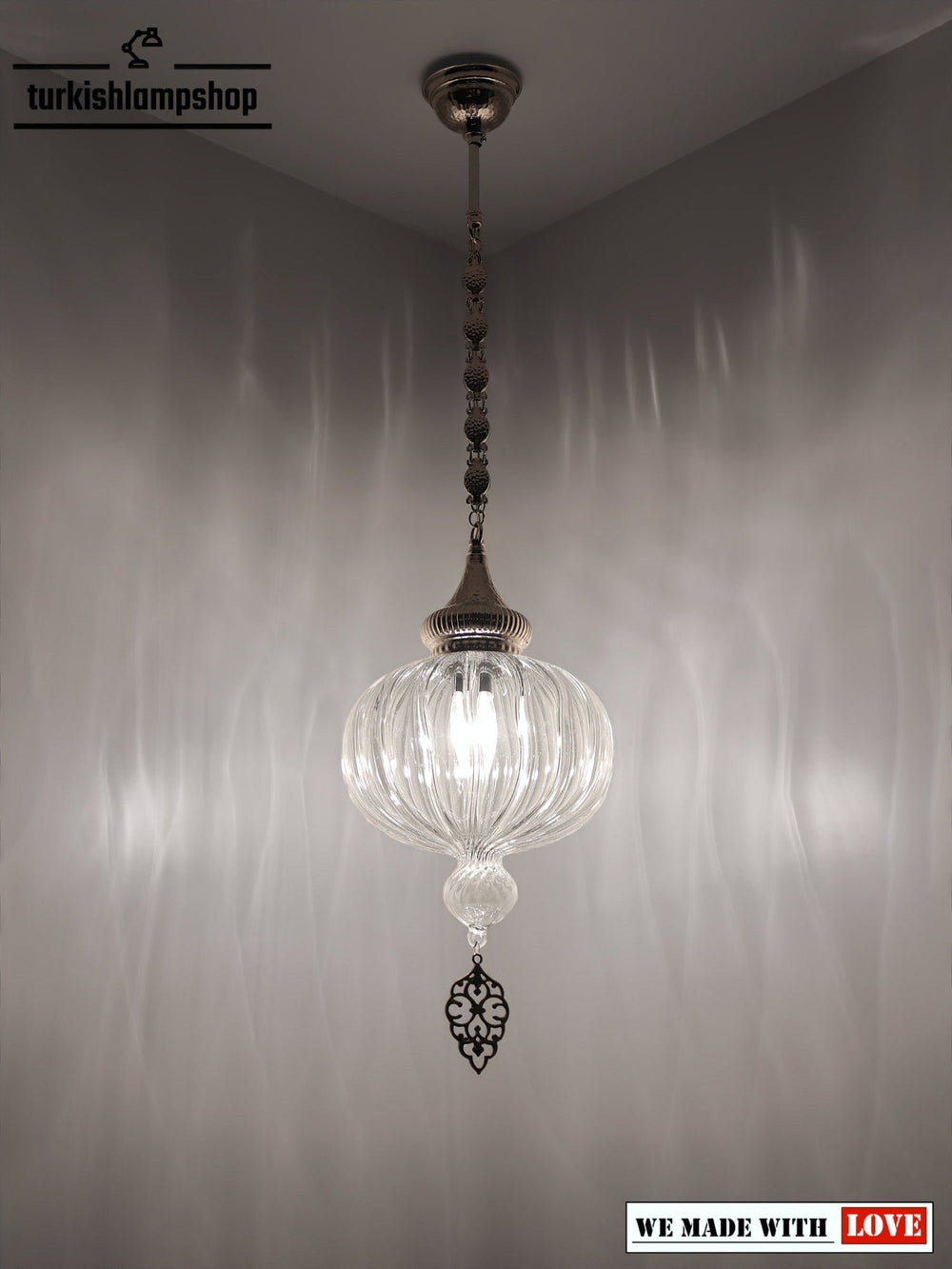 Turkish Pyrex Glass Hanging Lamp